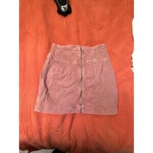 Free People zipper front pink mini skirt size 27